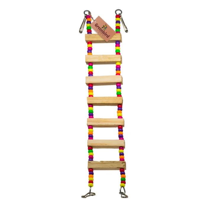 1 GREENBIRDS Toys Interactive Climbing Bird Ladder Colorful Natural Wood Parrot Toys Cage Accessories Climbing Toy Wooden Training Aid for Bird & Parrot