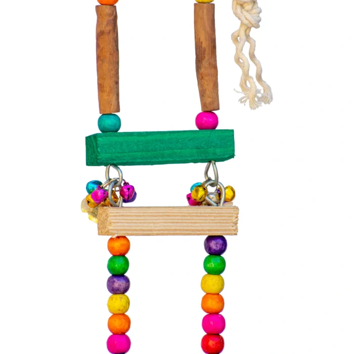 2 GREENBIRDS Toys Abstract Wooden Bird Ladder Perch Swing Colorful Natural Wooden Cage Accessory for Bird Parrots, Cockatiel, Lovebird, Budgerigar, Finches Birds