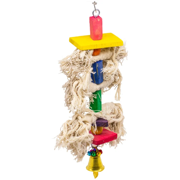 2 GREENBIRDS Toys Threaded Interactive & Playful Hanging Toy for Parrot & Budgie Birds Cage - Handmade Chew Toy - for Relaxing of Small & Medium Birds Parrot