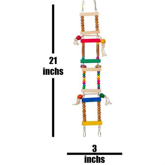 3 GREENBIRDS Toys Abstract Wooden Bird Ladder Perch Swing Colorful Natural Wooden Cage Accessory for Bird Parrots, Cockatiel, Lovebird, Budgerigar, Finches Birds