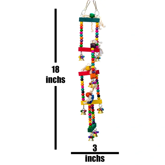 5 GREENBIRDS Toys Abstract & Interactive Wooden Bird Ladder Perch Swing Colorful Natural Wooden Cage Accessory for Bird Parrots, Cockatiel, Lovebird, Budgerigar, Finches Birds