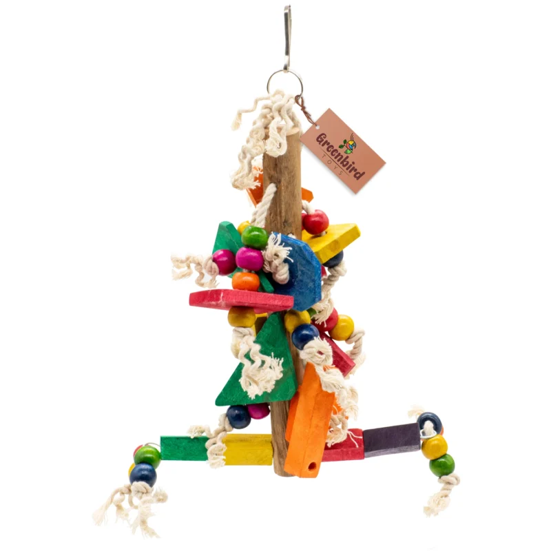 1 GREENBIRDS Toys Colorful Abstract Chew Hanging Cage Toy for Parrots - Handmade Chew Toy - for Relaxing of Bird Parrots, Cockatiel, Lovebird, Budgerigar, Finches Small & Medium Birds