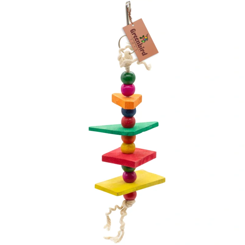 1 GREENBIRDS Toys Colorful Hanging Cage Chew Toy for Parrots - Handmade Chew Toy - for Relaxing of Bird Parrots, Cockatiel, Lovebird, Budgerigar, Finches Small & Medium Birds Parrot