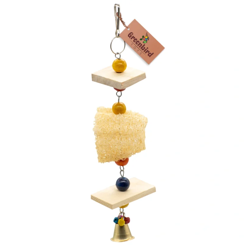 1 GREENBIRDS Toys Wooden Mesh Creative Cage Hanging Chew Toy for Parrots - Handmade Chew Toy - for Relaxing of Bird Parrots, Cockatiel, Lovebird, Budgerigar, Finches Small & Medium Birds