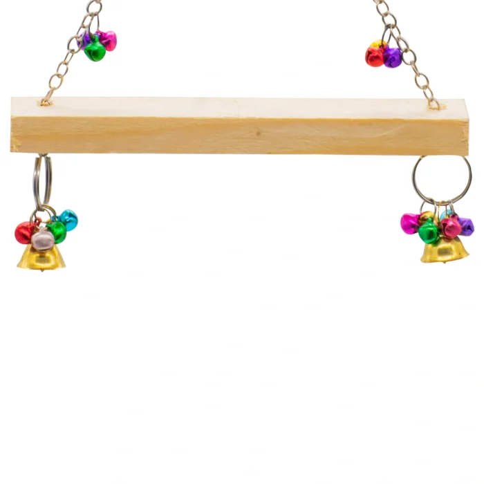 2 GREENBIRDS Toys Interactive & Jingling Natural Wooden Perch for Cage Hanging Toy for Bird Parrots, Cockatiel, Lovebird, Budgerigar, Finches Small & Medium Size Birds