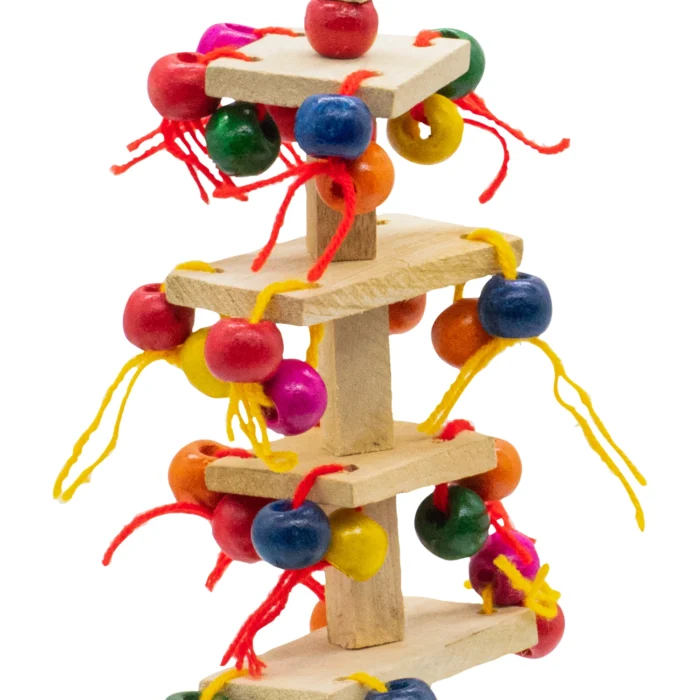 GREENBIRDS Toys Wooden Threaded Cage Hanging Chew Toy for Parrots - Handmade Chew Toy - for Relaxing of Bird Parrots, Cockatiel, Lovebird, Budgerigar, Finches Small & Medium Birds