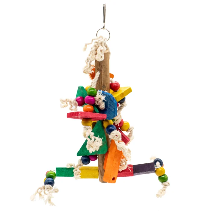 3 GREENBIRDS Toys Colorful Abstract Chew Hanging Cage Toy for Parrots - Handmade Chew Toy - for Relaxing of Bird Parrots, Cockatiel, Lovebird, Budgerigar, Finches Small & Medium Birds