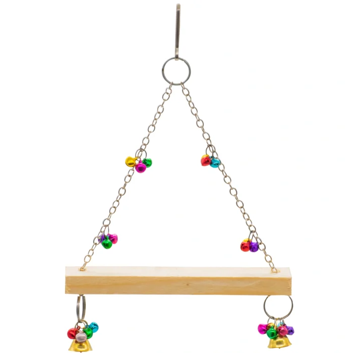 3 GREENBIRDS Toys Interactive & Jingling Natural Wooden Perch for Cage Hanging Toy for Bird Parrots, Cockatiel, Lovebird, Budgerigar, Finches Small & Medium Size Birds