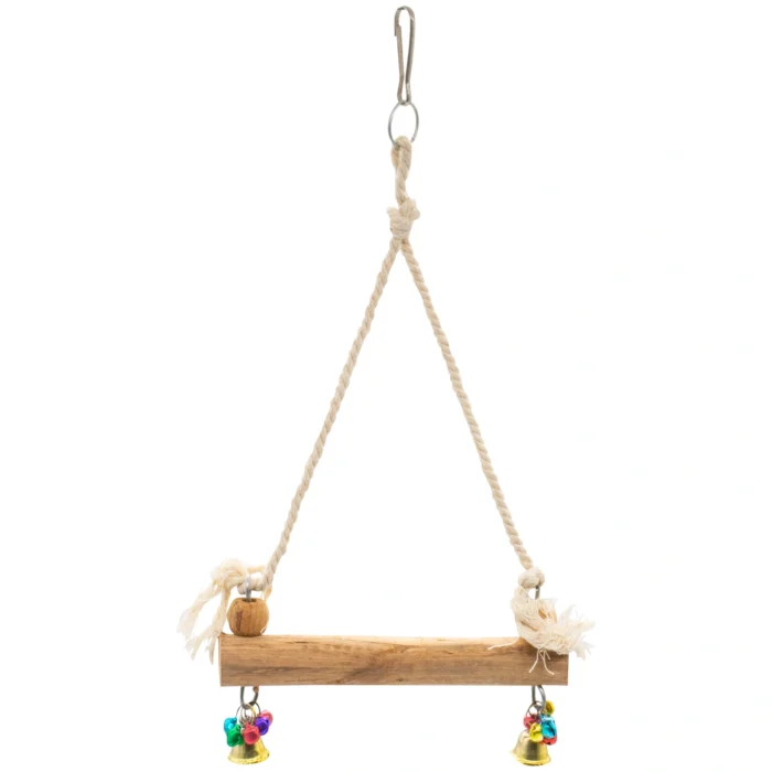 3 GREENBIRDS Toys Interactive Natural Wooden & Cotton Perch for Cage Hanging Toy for Bird Parrots, Cockatiel, Lovebird, Budgerigar, Finches Small & Medium Size Birds