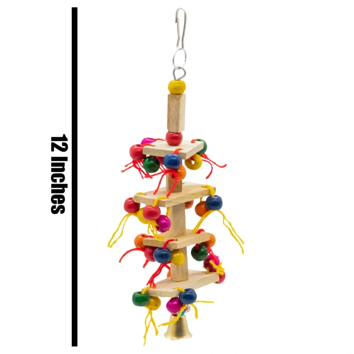 GREENBIRDS Toys Wooden Threaded Cage Hanging Chew Toy for Parrots - Handmade Chew Toy - for Relaxing of Bird Parrots, Cockatiel, Lovebird, Budgerigar, Finches Small & Medium Birds