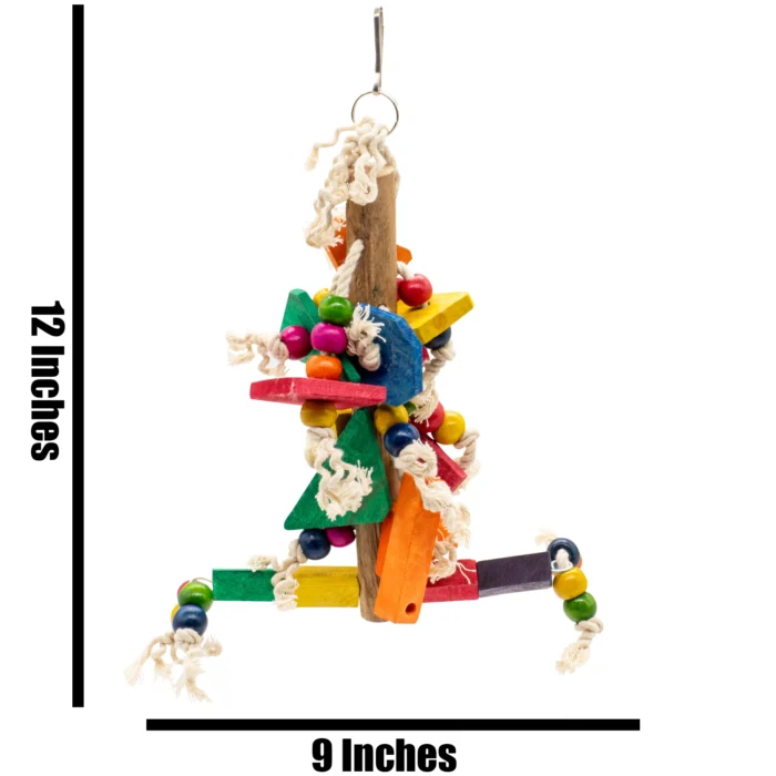 4 GREENBIRDS Toys Colorful Abstract Chew Hanging Cage Toy for Parrots - Handmade Chew Toy - for Relaxing of Bird Parrots, Cockatiel, Lovebird, Budgerigar, Finches Small & Medium Birds