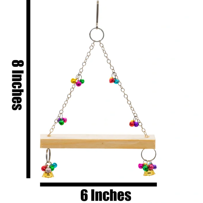 4 GREENBIRDS Toys Interactive & Jingling Natural Wooden Perch for Cage Hanging Toy for Bird Parrots, Cockatiel, Lovebird, Budgerigar, Finches Small & Medium Size Birds